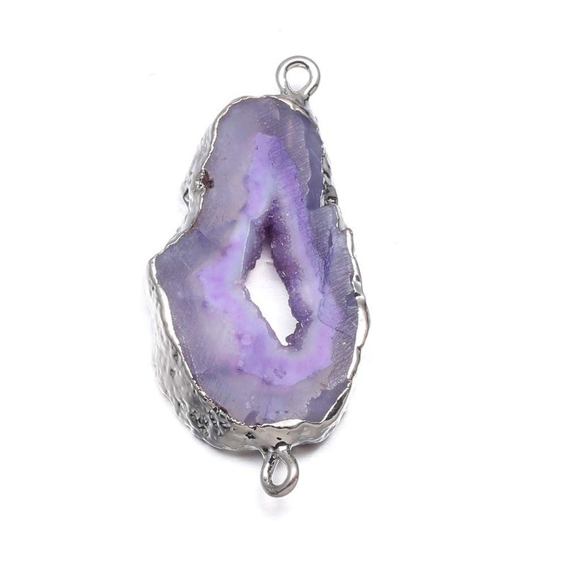 Zotoone Natural Agate Geode Crystal Druzy Connectors Pearl Links Jewelry Connectors Charms DIY for Necklace or Jewelry Makingï¼ˆ3 pcsï¼‰ - Image 4